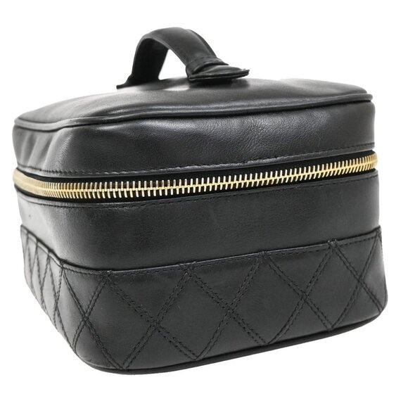 CHANEL CC Logo Bicolore Vanity Hand Bag Leather Black GHW Vintage 70KB285 - Picture 2 of 15